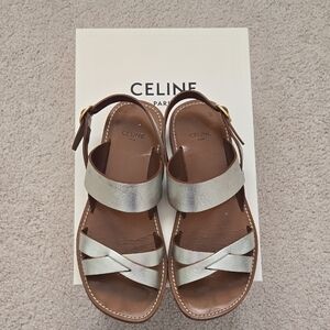 Celine Women's Metallic Silver Sandals